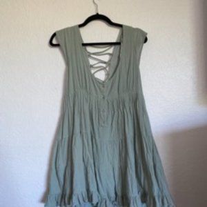 Urban Outfitters Sage Romper With Lace-Up Back Size L